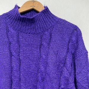 Vintage Deep Purple Cable Knit Sweater
